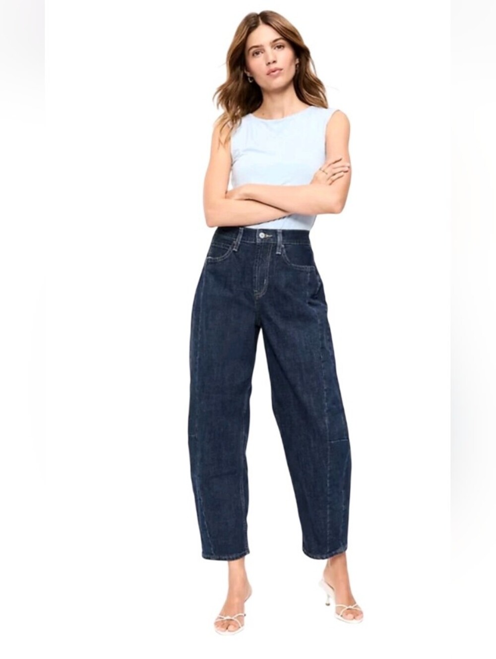 Old Navy Dark Wash High-Waist Barrel Ankle Denim Jeans